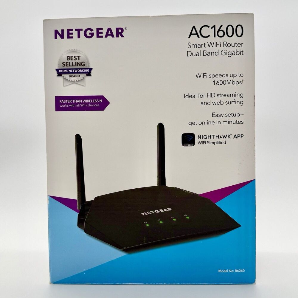 NETGEAR AC1600 Smart Wi-Fi Router Dual Band Gigabit R6260-100NAS NEW Open Box